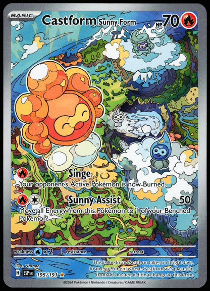 Castform Sunny Form 195/191 Illustration Rare Surging Sparks Pokemon Holo NM