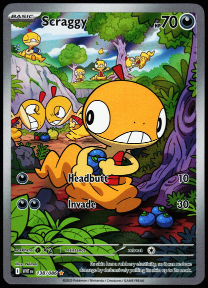 Scraggy 138/086 Holo Illustration Rare White Flare Pokemon Near Mint