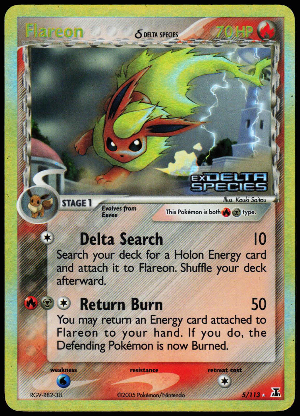 Flareon 5/113 Holo Rare Delta Species Pokemon Holo Moderately Played