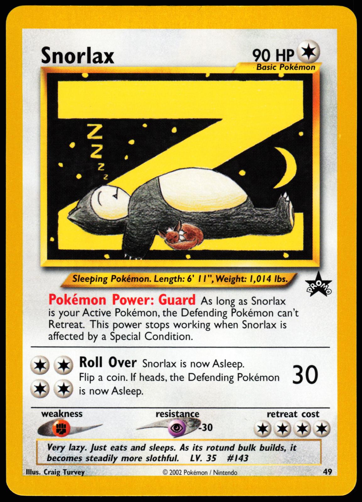 Snorlax 49 Promo Wizards Black Star Promos Pokemon Lightly Played