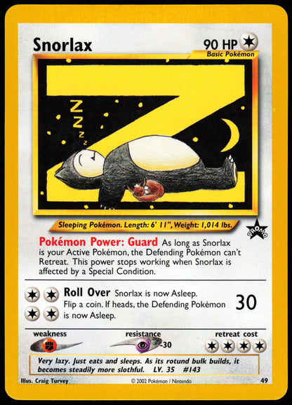 Snorlax 49 Promo Wizards Black Star Promos Pokemon Lightly Played