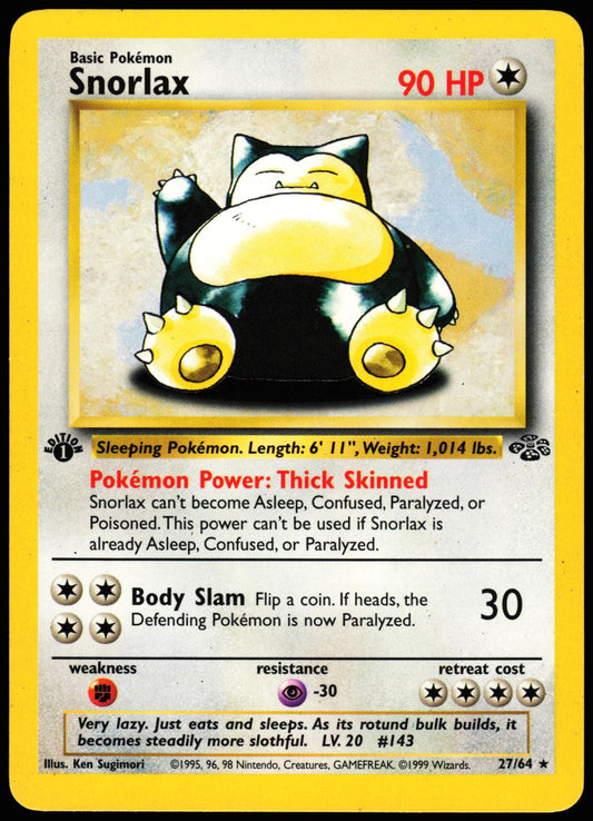 Snorlax 27/64 Rare Jungle Pokemon 1st Edition Lightly Played