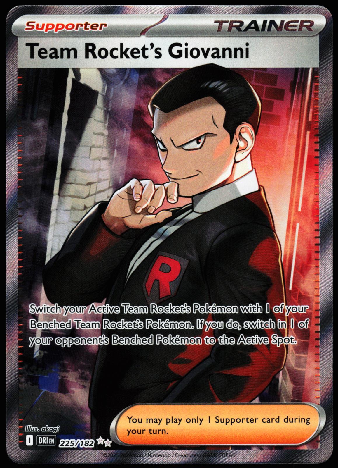 Team Rocket's Giovanni 225/182 Ultra Rare Destined Rivals Pokemon Holo Near Mint