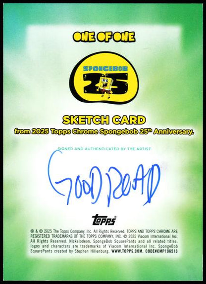2025 Topps Chrome SpongeBob 25th Doodlebob Sketch 1/1