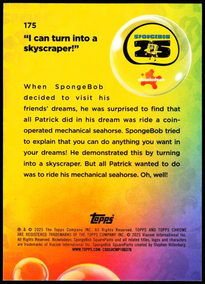 2025 Topps Chrome SpongeBob 25th #175 SpongeBob /99