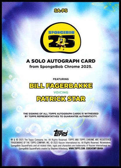 Topps SpongeBob 25th Auto Patrick Star Bill Fagerbakke /50