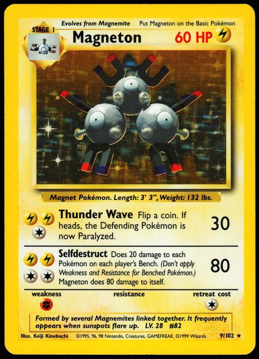 Magneton 9/102 Holo Holo Rare Base Set Unlimited Pokemon Holo Near Mint