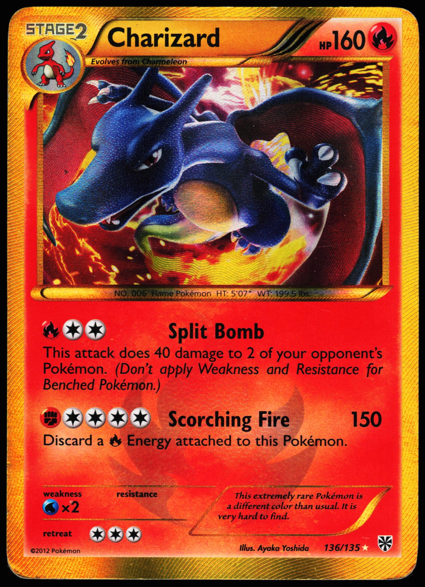 Plasma Storm Secret Rare Shiny Charizard 136/135 Heavily Played