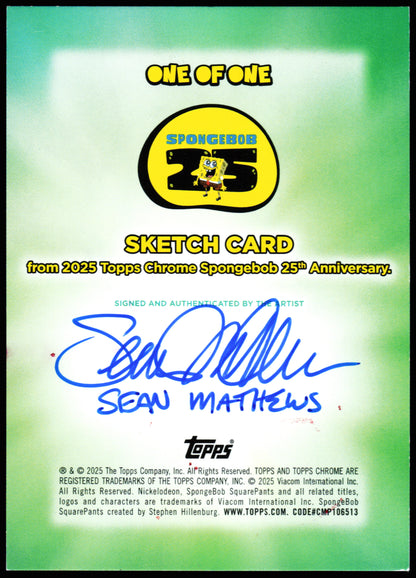 Topps Chrome Spongebob Sketch Card Fancy Squidward 1/1