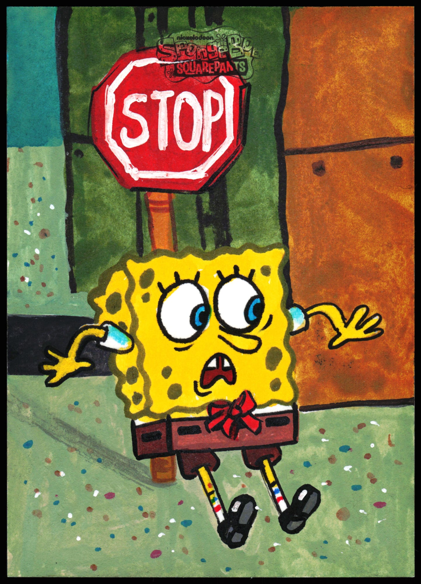 Spongebob Topps Chrome Sketch 1/1 (Stop)