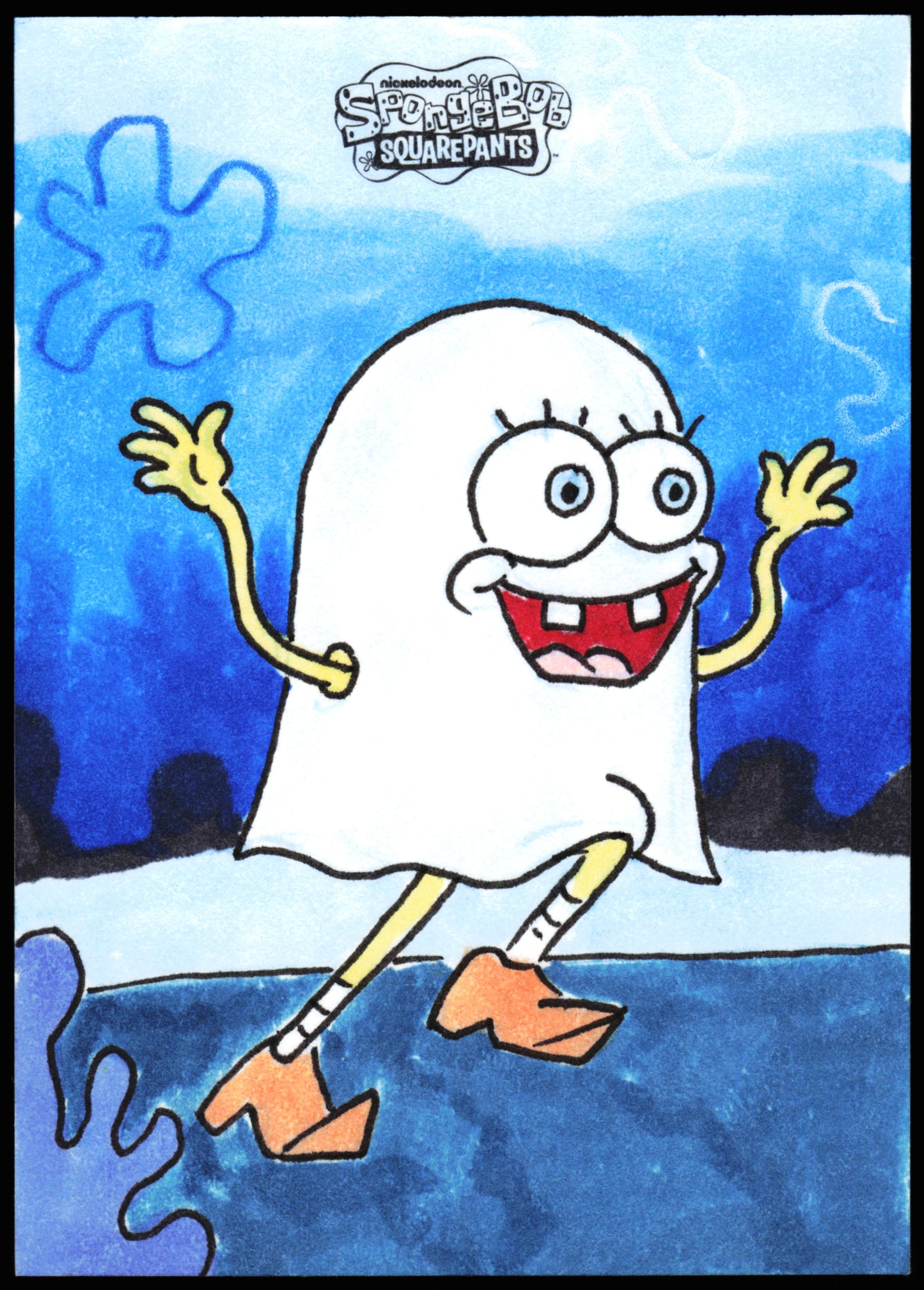 Spongebob Topps Chrome Sketch 1/1 (Halloween)