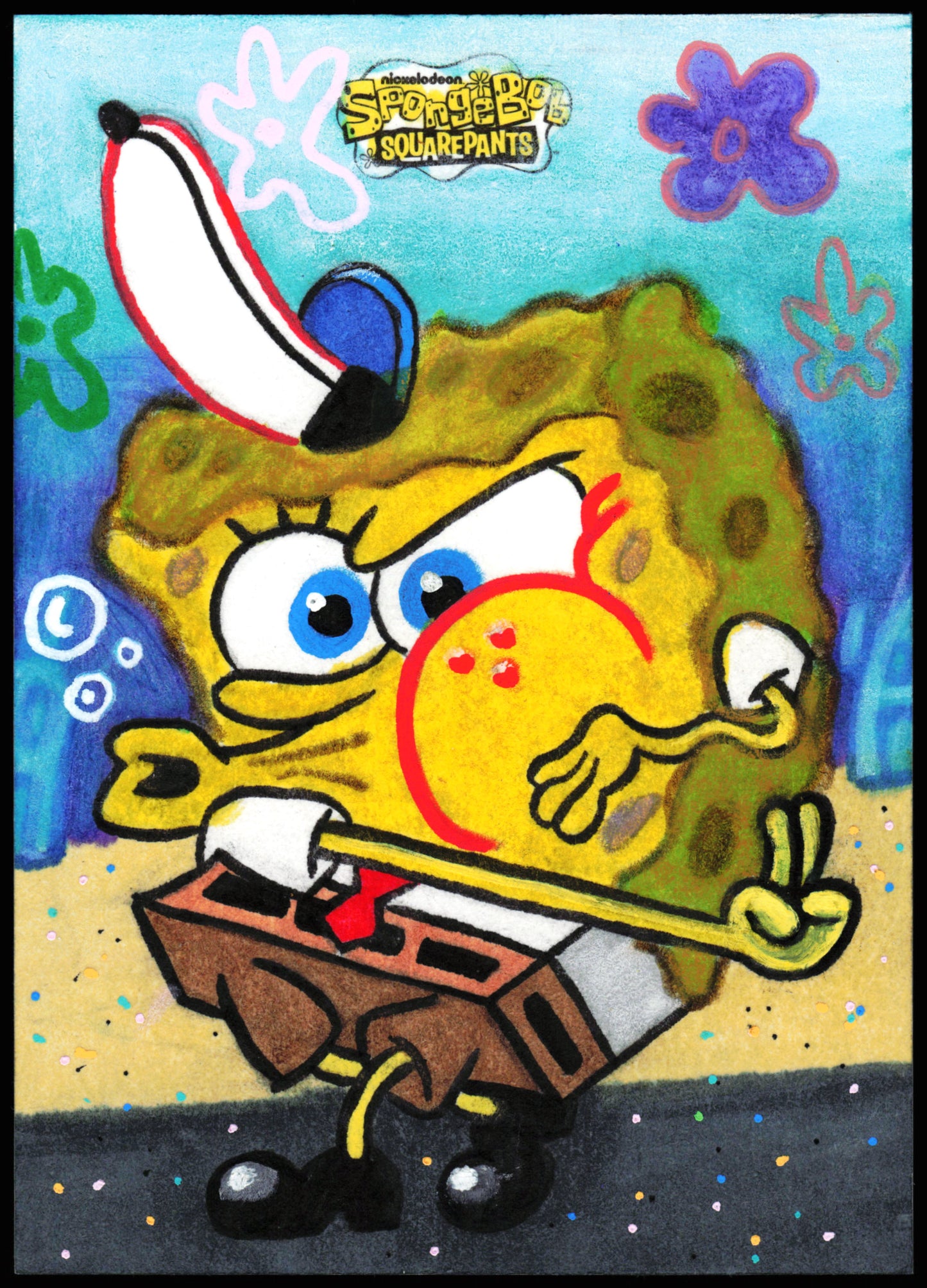 Spongebob Topps Chrome Sketch 1/1 (Pizza)