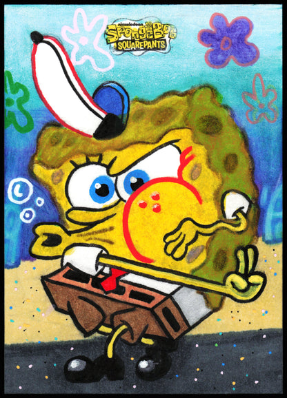 Spongebob Topps Chrome Sketch 1/1 (Pizza)
