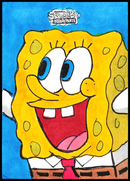 Spongebob Topps Chrome Sketch 1/1 (SpongeBob Happy)