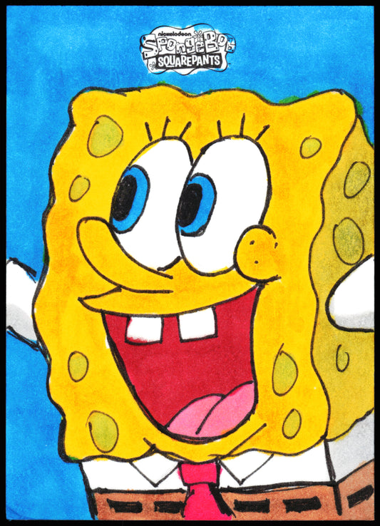 Spongebob Topps Chrome Sketch 1/1 (SpongeBob Happy)