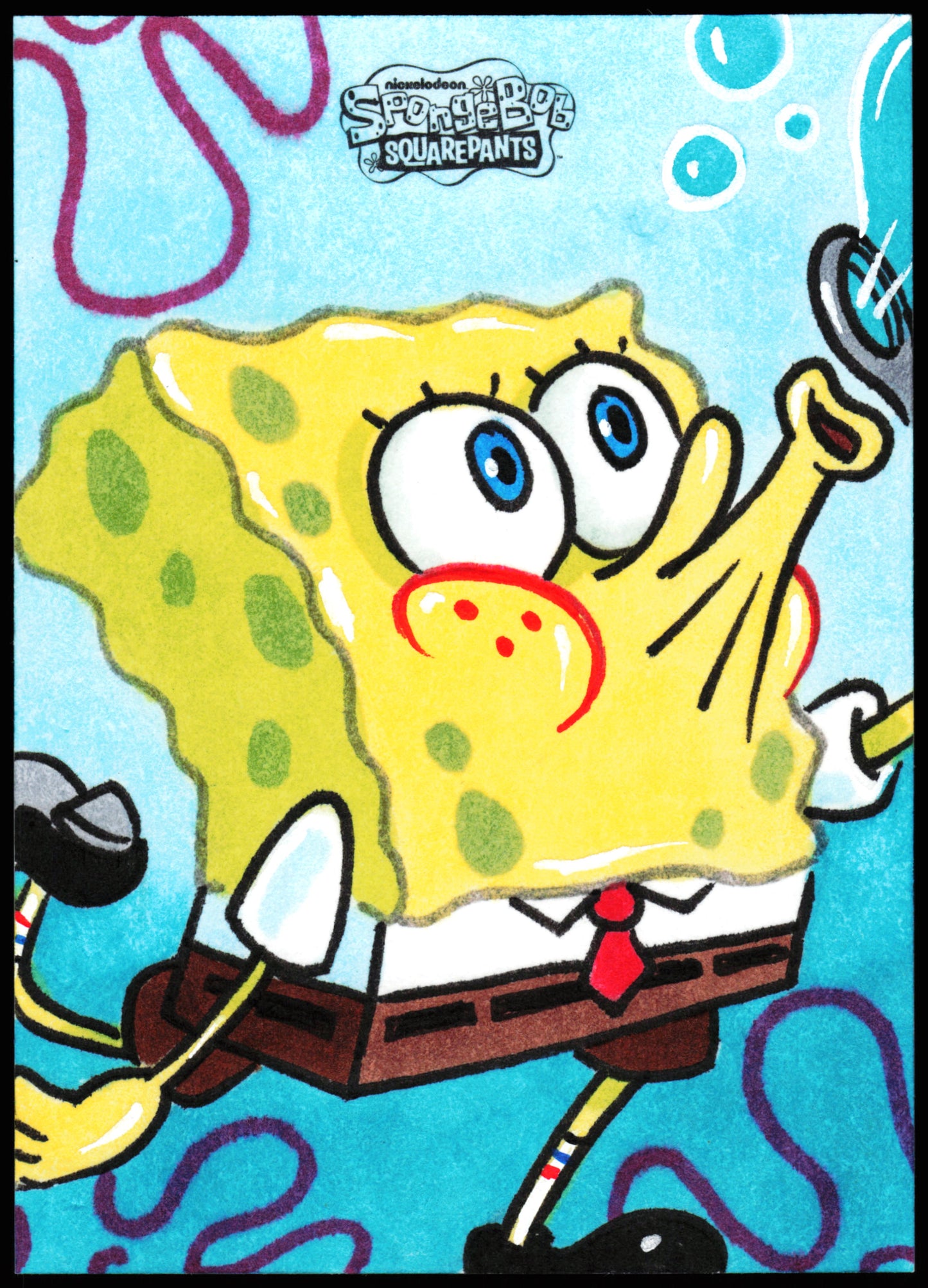 Spongebob Topps Chrome Sketch 1/1 (Bubbles)