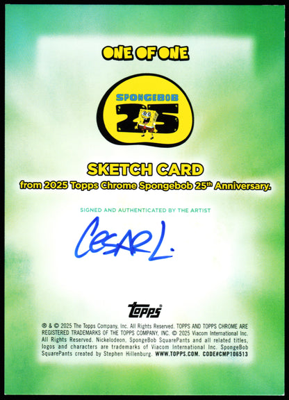 Spongebob Topps Chrome Sketch 1/1 (Bubbles)