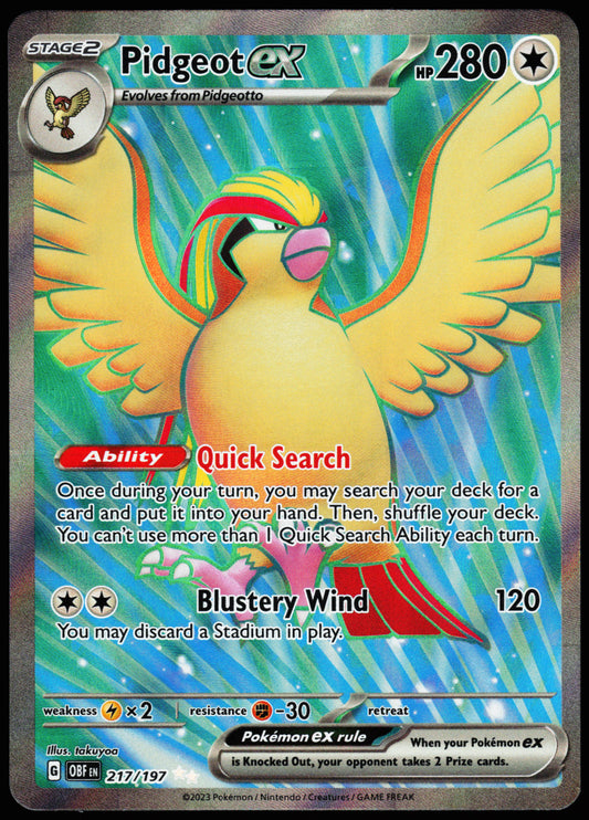 Obsidian Flames Pidgeot ex 217/197