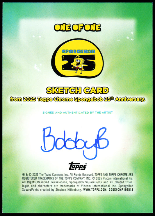 Spongebob Topps Chrome Sketch 1/1 (Patrick Drooling)