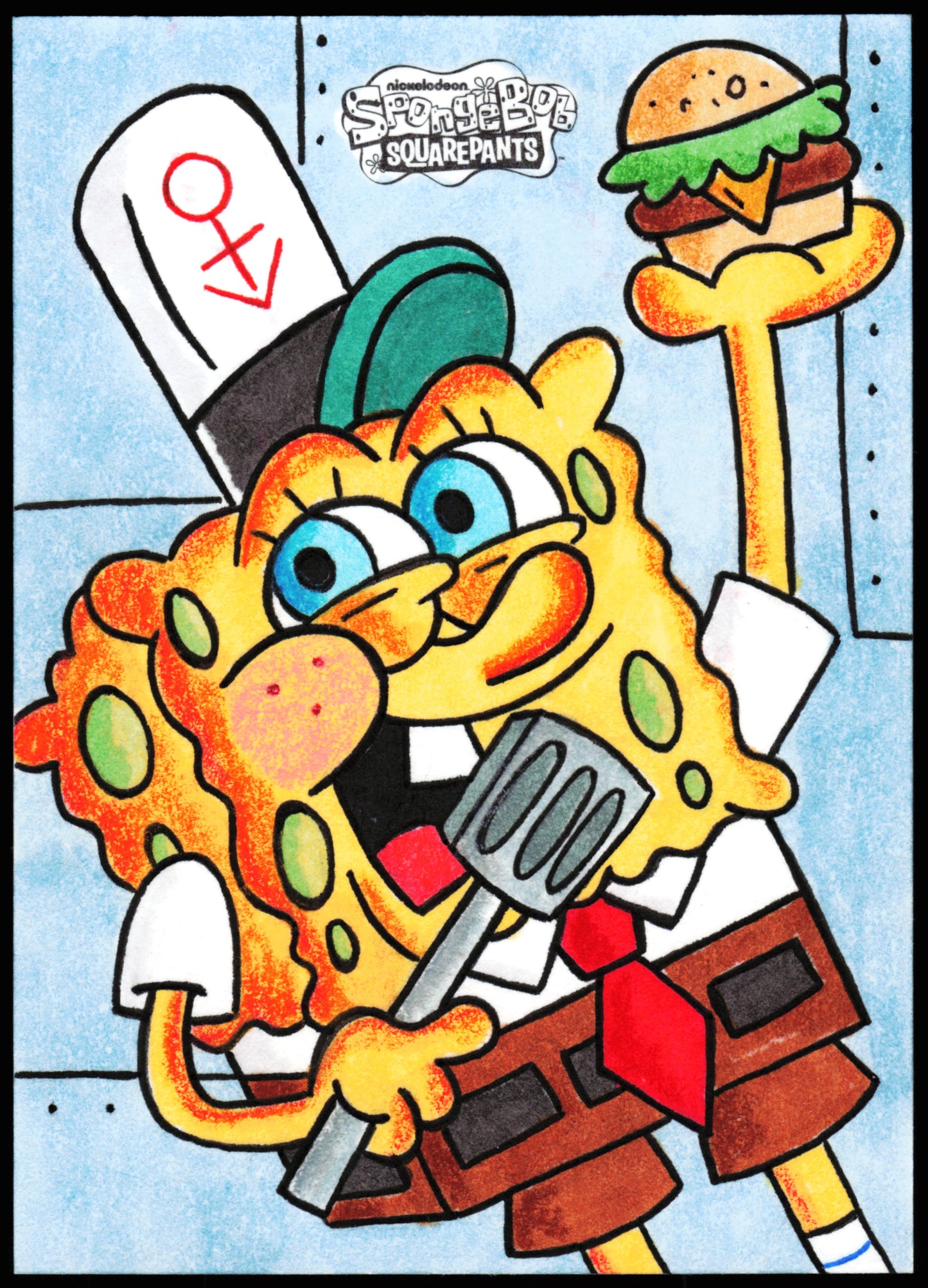 Spongebob Topps Chrome Sketch 1/1 (Fry Cook)
