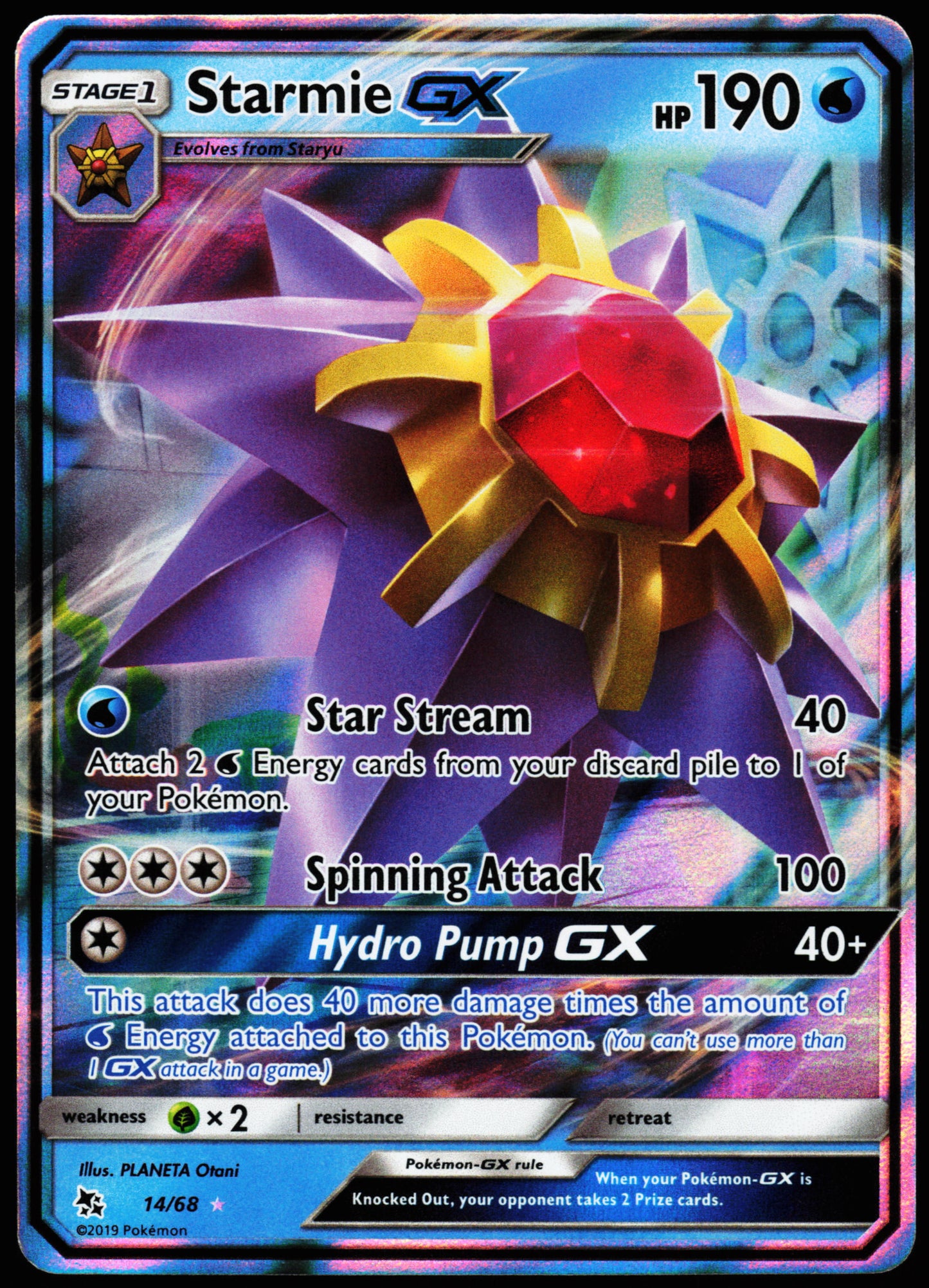 Hidden Fates Starmie GX 14/68
