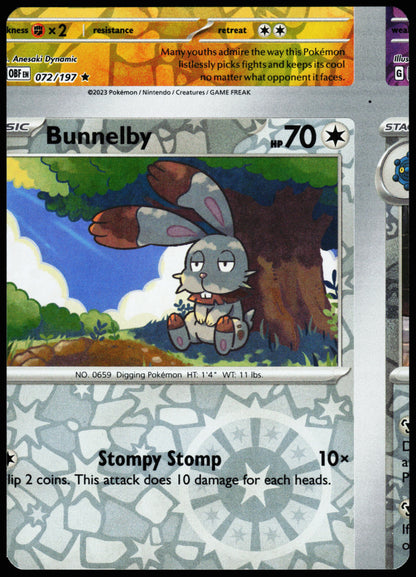 Obsidian Flames Error Miscut NFC Bunnelby Reverse Holo