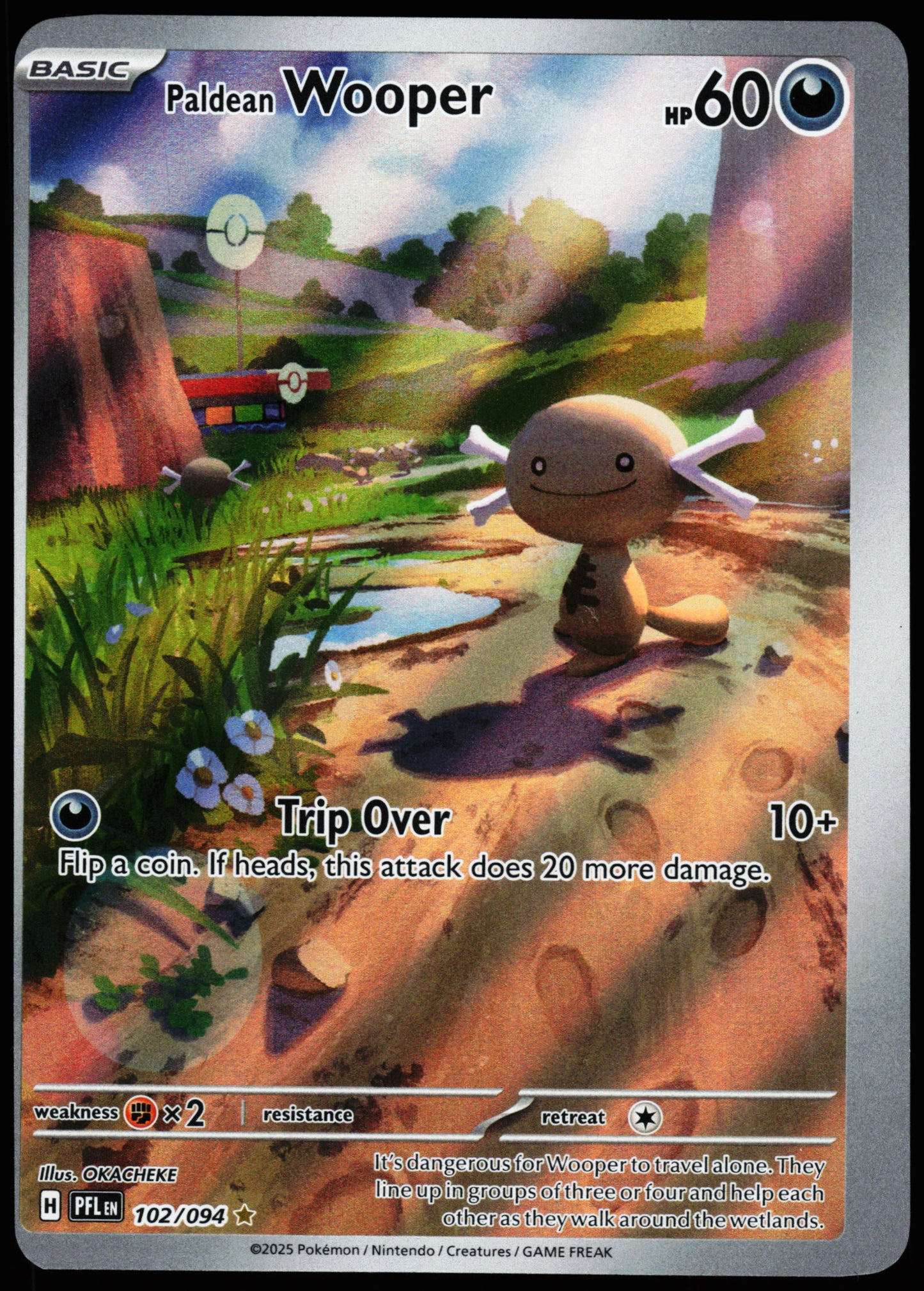 Phantasmal Flames Error Miscut Paldean Wooper 102/094