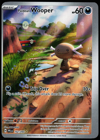 Phantasmal Flames Error Miscut Paldean Wooper 102/094