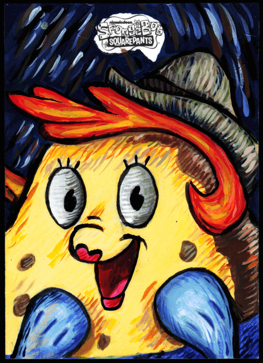 Spongebob Topps Chrome Sketch 1/1 (Mrs. Puff Van Gogh)