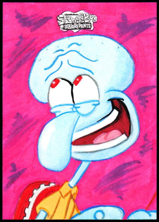 Spongebob Topps Chrome Sketch 1/1 (Happy Squidward)