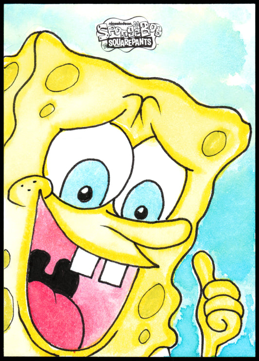 Spongebob Topps Chrome Sketch 1/1 (Thumbs Up)