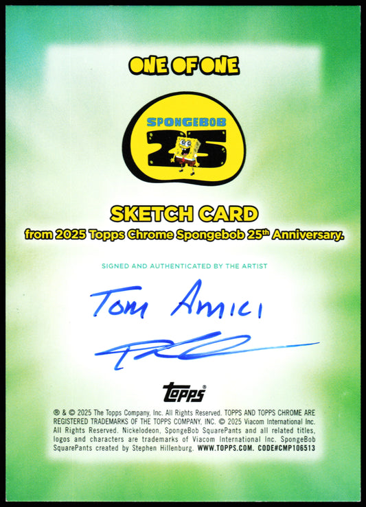 Spongebob Topps Chrome Sketch 1/1 (Tom Amici)