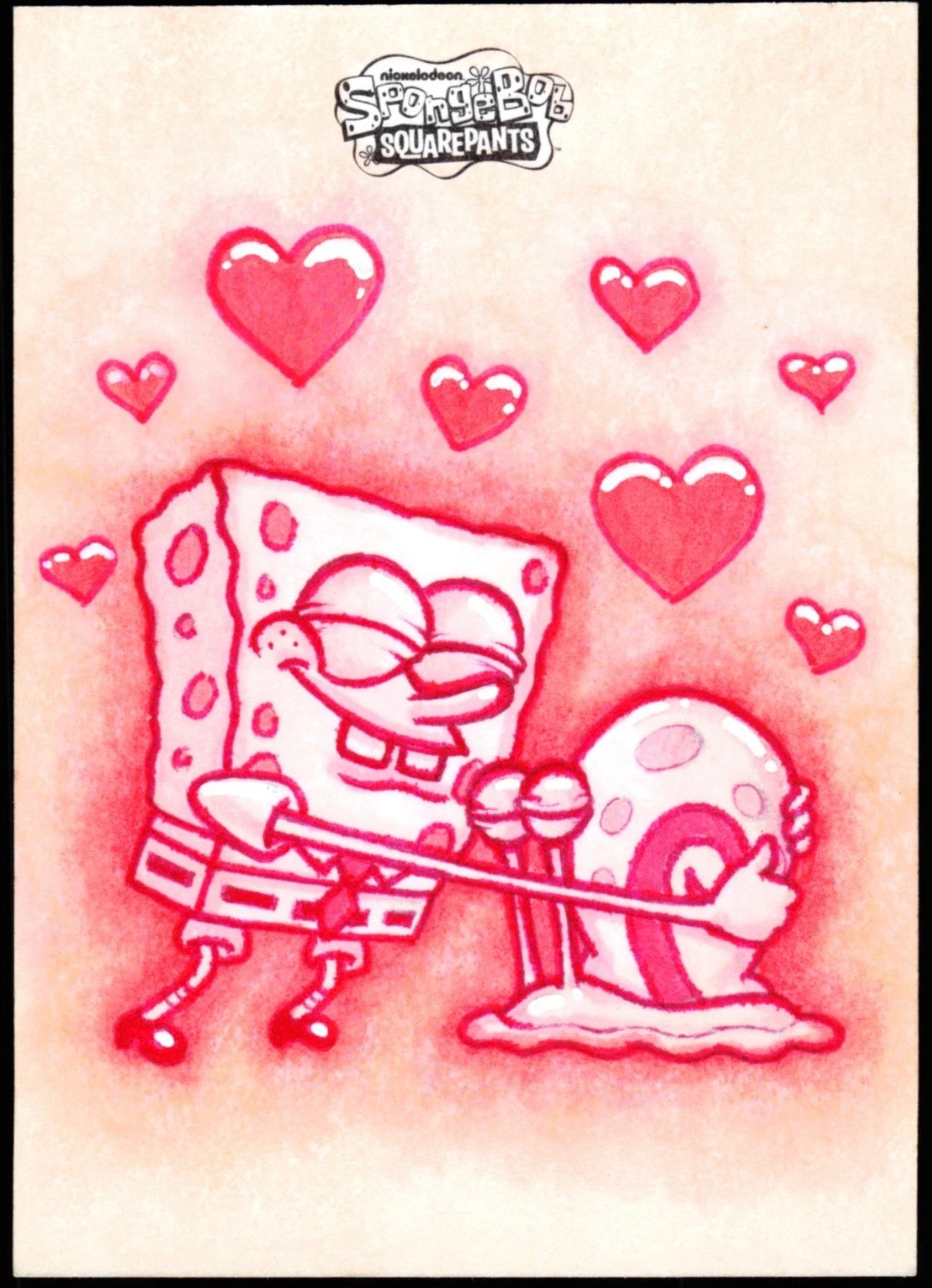 Spongebob Topps Chrome Sketch 1/1 (SpongeBob & Gary)