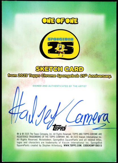 Spongebob Topps Chrome Sketch 1/1 (SpongeBob & Gary)