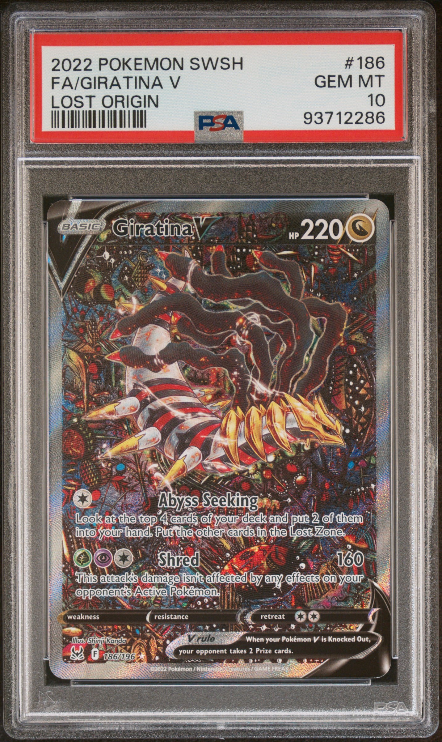 PSA 10 Giratina V Alternate Art Lost Origin 186/196