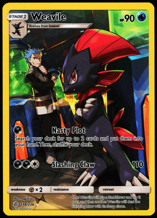 Weavile 238/236 Secret Rare Cosmic Eclipse Pokemon Holo Near Mint