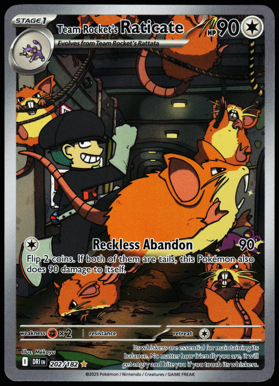 Team Rocket's Raticate 202/182 Illustration Rare Destined Rivals Pokemon Holo NM