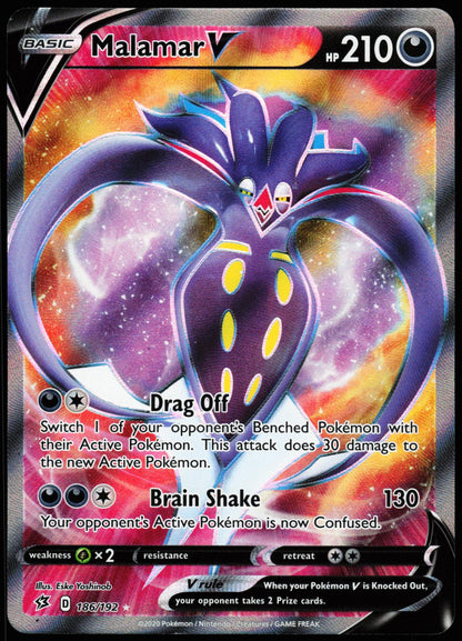 Malamar V 186/192 Ultra Rare Rebel Clash Pokemon Holo Near Mint