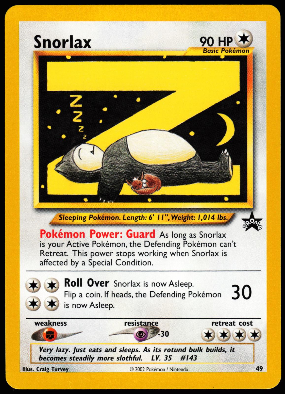 Snorlax 49 Promo Wizards Black Star Promos Pokemon Lightly Played