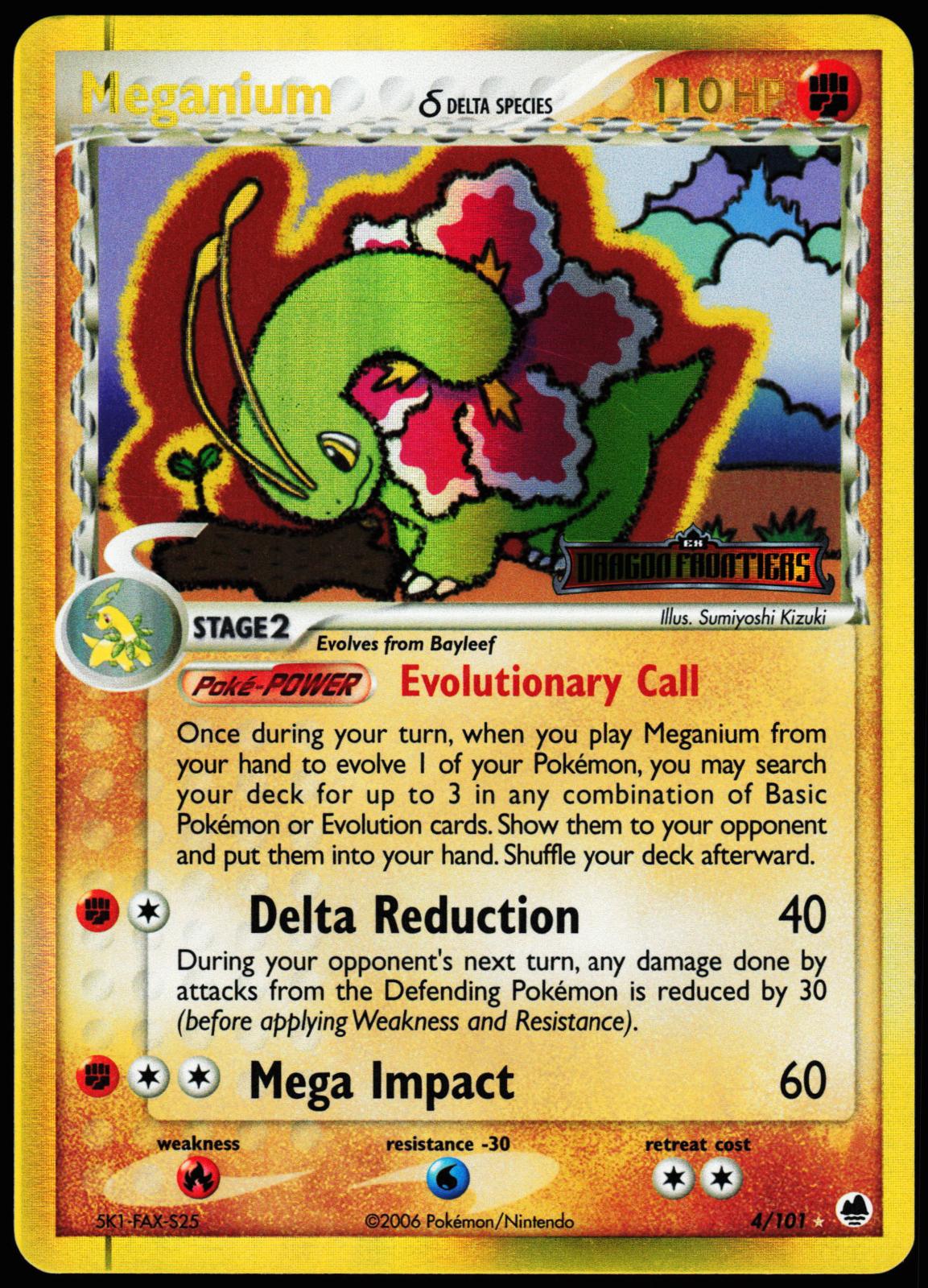 Meganium 4/101 Holo Rare Dragon Frontiers Pokemon Reverse Holo Near Mint
