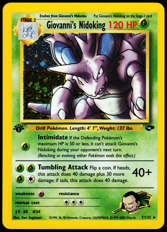 Giovanni's Nidoking 7/132 Holo Rare Gym Challenge Pokemon 1st Edition Holo LP