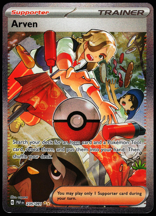 Arven 235/091 Special Illustration Rare Paldean Fates Pokemon Holo Near Mint