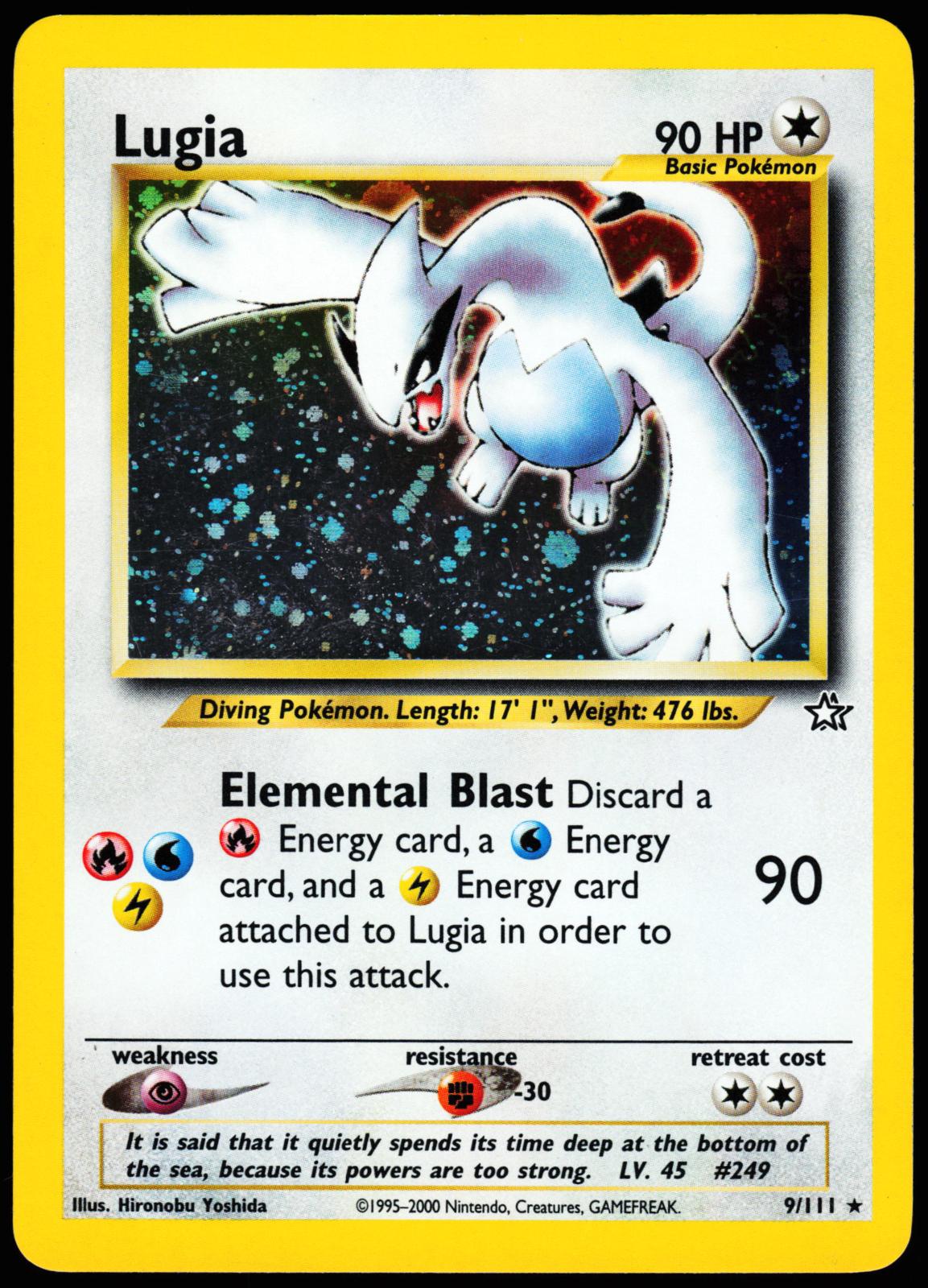 Lugia 9/111 Holo Rare Neo Genesis Pokemon Unlimited Holo Lightly Played