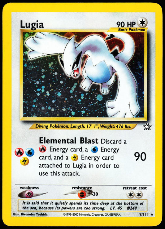 Lugia 9/111 Holo Rare Neo Genesis Pokemon Unlimited Holo Lightly Played