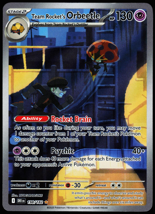 Team Rocket's Orbeetle 198/182 Illustration Rare Destined Rivals Pokemon Holo NM