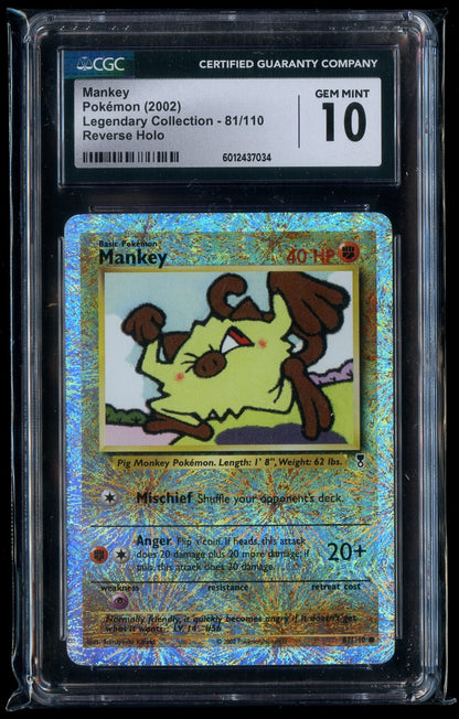 CGC 10 Mankey 2002 Legendary (Collection) 81/110 Reverse Holo Pokemon Card