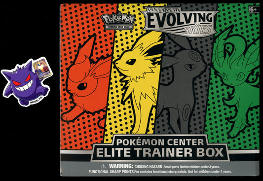 Evolving Skies Pokemon Center Elite Trainer Box Jolteon/Flareon/Umbreon/Leafeon 2 SMALL RIPS