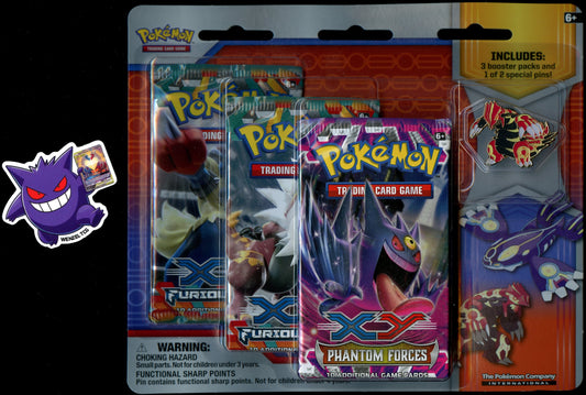 XY Furious Fists Phantom Forces 3 Pack Blister (Groudon Pin)