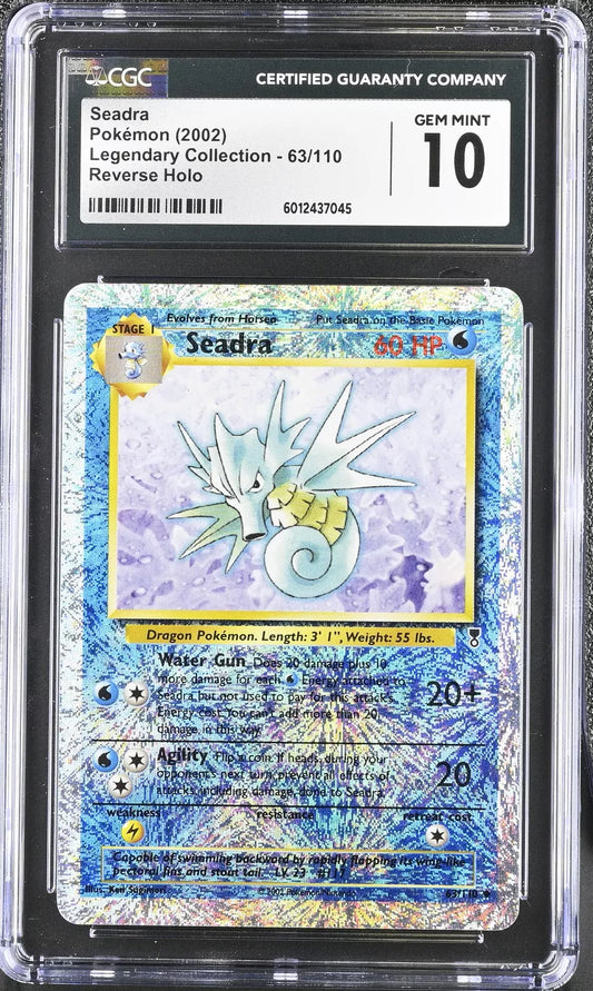 CGC 10 Seadra 2002 Legendary (Collection) 63/110 Reverse Holo Pokemon Card