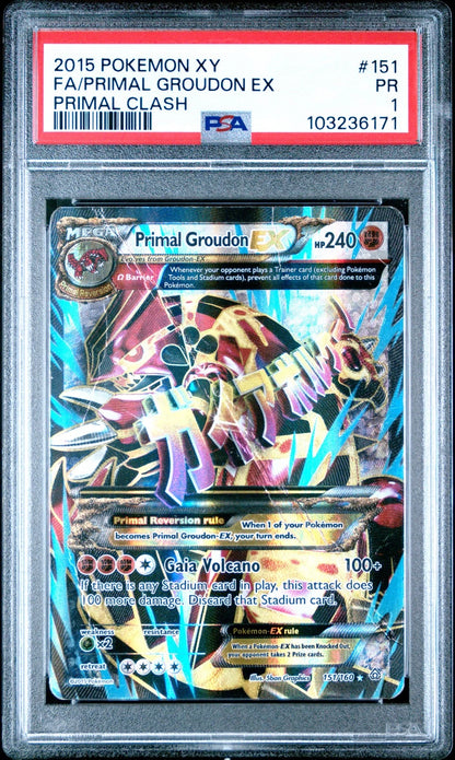 PSA 1 Primal Groudon EX 2015 XY Primal Clash 151/160 Full Art Pokemon Card